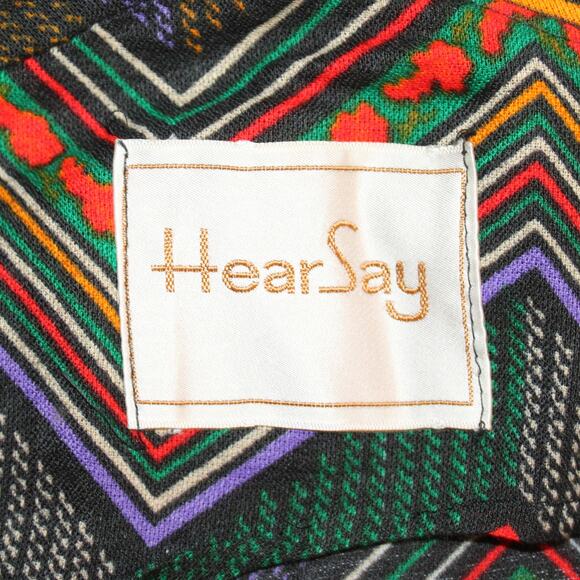 VTG 1970's Sleeveless Tie Neck Secretary Dress Multicolor Chevron & Black sz S - Picture 9 of 14